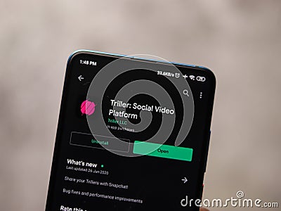 Assam, india - July 5, 2020 : Triller a social video making platform app. Editorial Stock Photo
