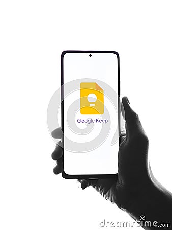 Assam, india - May 29, 2021 : Google Keep logo on phone screen stock image. Editorial Stock Photo