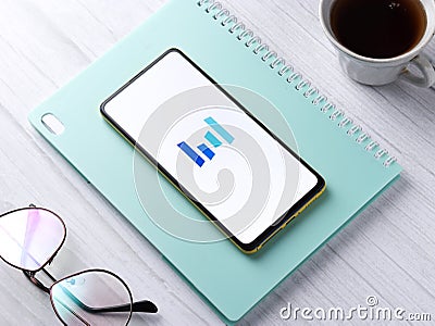 Assam, india - September 12, 2020 : Byte dance logo on phone screen stock image. Editorial Stock Photo