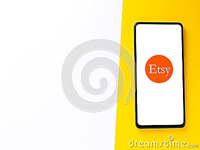 Assam, india - September 18, 2020 : Etsy logo on phone screen stock image. Editorial Stock Photo