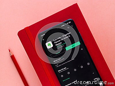 Assam, india - September 6, 2020 : Evernote logo on phone screen stock image. Editorial Stock Photo