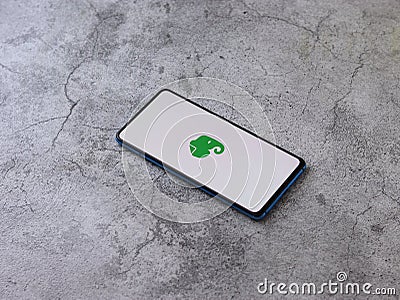 Assam, india - September 6, 2020 : Evernote logo on phone screen stock image. Editorial Stock Photo