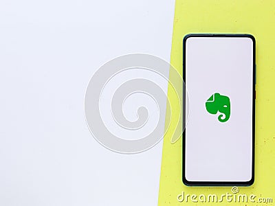 Assam, india - September 6, 2020 : Evernote logo on phone screen stock image. Editorial Stock Photo