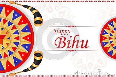 Assamese Happy New Year Bihu celebrated in Assam, India Vector Illustration