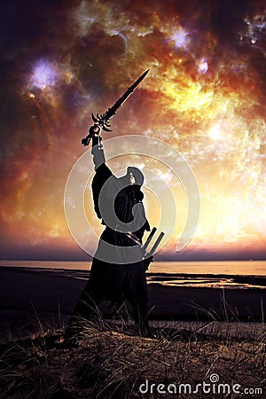 Assassin at starry night Stock Photo