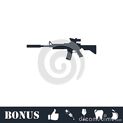 Assault carbine icon flat Vector Illustration