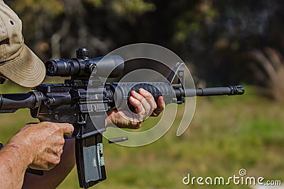 Assault Rifle Live Fire Stock Photo