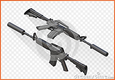 Assault rifle m4a1 isometric Vector Illustration