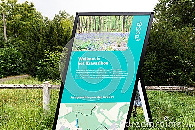 Asse, Flemish Brabant - Belgium - Sign of the Kraveelbos, a Flemish nature reserve Editorial Stock Photo