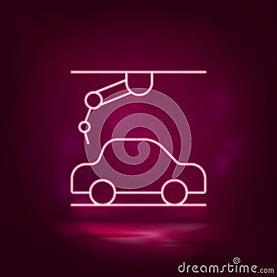 Assemble robot, automobile robot vector neon icon. Illustration isolated vector Stock Photo