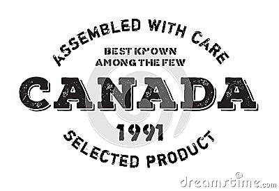 Assembled in Canada rubber stamp Vector Illustration