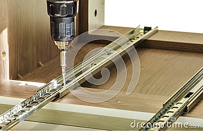 Assembling of furniture closeup Stock Photo