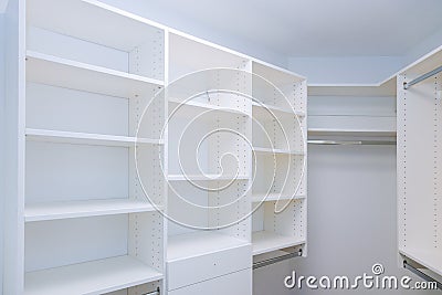 Assembling furniture installation of shelves with home a new apartment Stock Photo