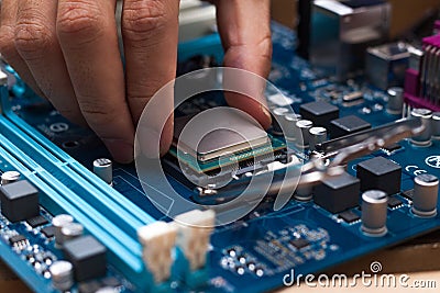 Assembling high performance personal computer Stock Photo