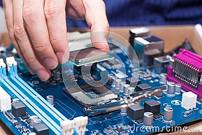 Assembling high performance personal computer Stock Photo