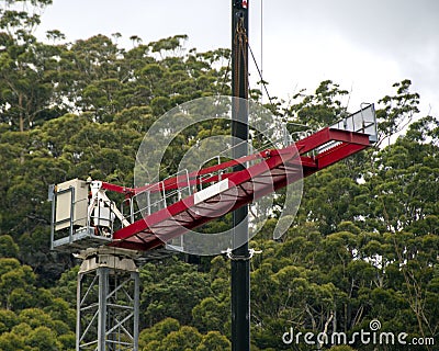 Assembling and Installation of the site crane at 56-58 Beane St. January 8, 2021. Part of a Series Stock Photo