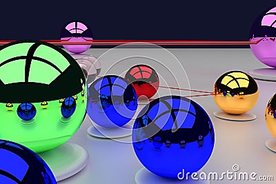 Assembly of glossy balls: communication Stock Photo