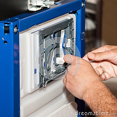 Assembly and installation of parts on the panel Stock Photo