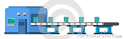 Assembly line. Automated conveyor system. Vector Illustration