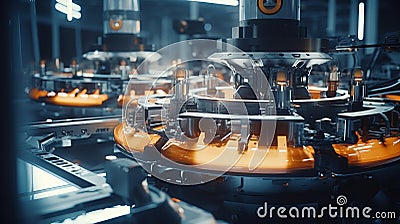 An assembly line dedicated to creating spacecraft propulsion systems.Background Stock Photo