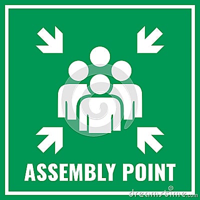 Assembly point sign, fire evacuation Vector Illustration