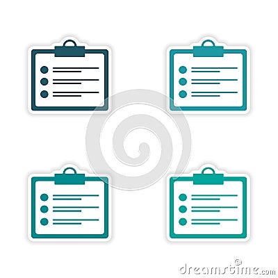 Assembly realistic sticker design on paper form Vector Illustration