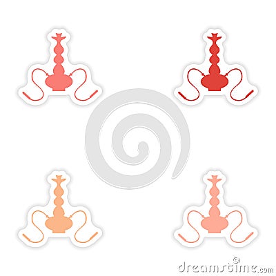 Assembly realistic sticker design on paper hookah Vector Illustration