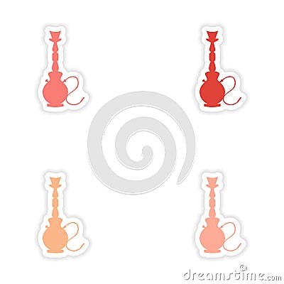 Assembly realistic sticker design on paper hookah Vector Illustration