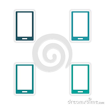 Assembly realistic sticker design on paper mobile Vector Illustration
