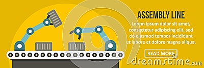Assembly robot line banner horizontal concept Vector Illustration