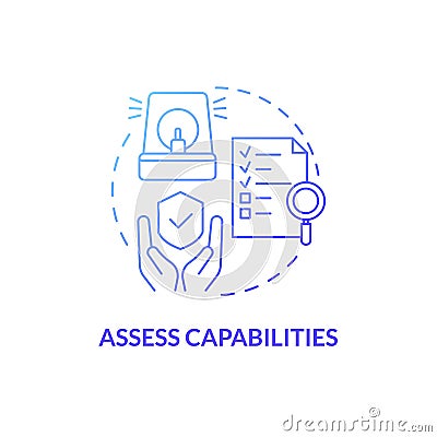 Assess capabilities blue gradient concept icon Vector Illustration