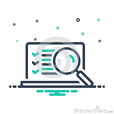 Mix icon for Assess, glass and checklist Stock Photo
