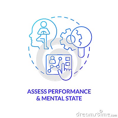 Assess performance and mental state blue gradient concept icon Vector Illustration