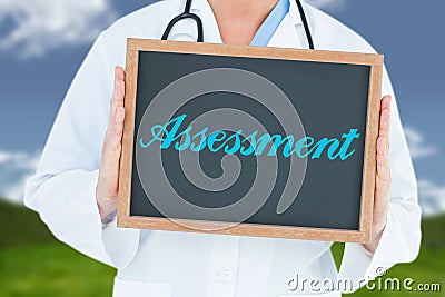 Assessment against field and sky Stock Photo