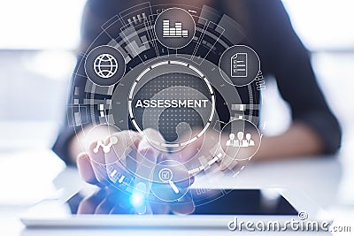 Assessment analysis Business analytics evaluation measure technology concept. Stock Photo