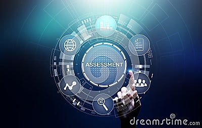 Assessment analysis Business analytics evaluation measure technology concept. Stock Photo