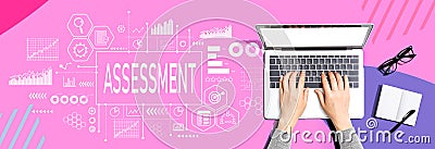 Assessment concept with person using a laptop Stock Photo