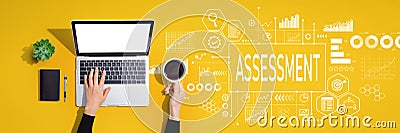 Assessment concept with person using laptop computer Stock Photo