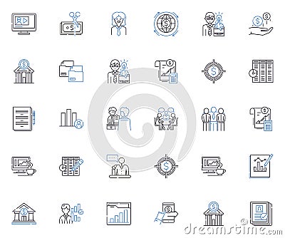 Asset allocation line icons collection. Diversification, Risk-management, Portfolios, Rebalancing, Optimizing Vector Illustration