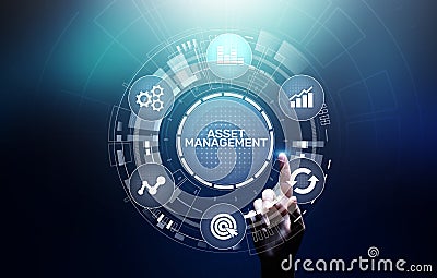 Asset management concept on virtual screen. Business Technology concept. Stock Photo