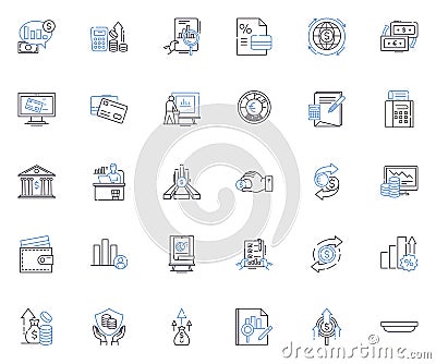 Asset management line icons collection. Portfolio, Investment, Risk, Performance, Allocation, Security, Strategy vector Vector Illustration