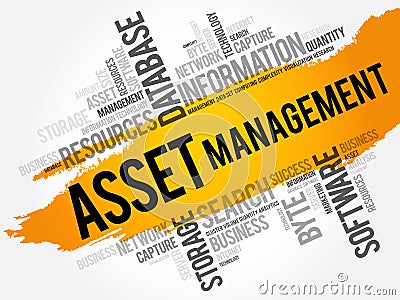 Asset Management word cloud collage Stock Photo