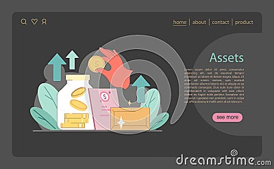 Assets concept. Building financial stability through asset accumulation and growth Vector Illustration