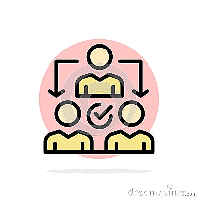 Assignment, Delegate, Delegating, Distribution Abstract Circle Background Flat color Icon Vector Illustration