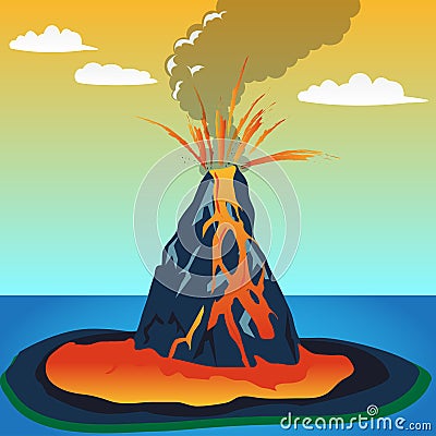 Assignment file: Volcano eruption Vector Illustration