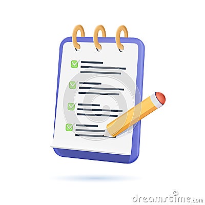 Assignment target icon. Clipboard, checklist, document symbol. 3d vector illustration. Project task management. Vector Illustration