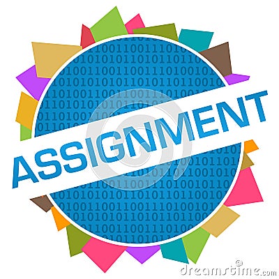 Assignment Colorful Blue Binary Circular Badge Style Stock Photo