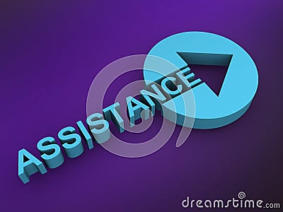 assistance word on purple Stock Photo