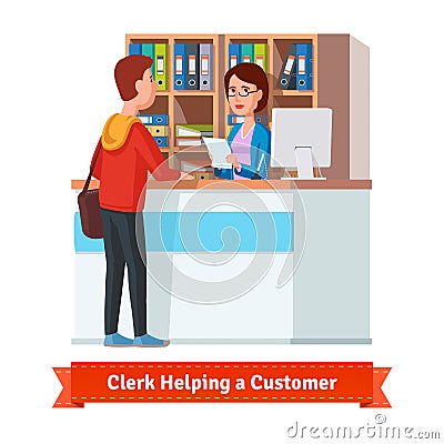 Assistant clerk working with customer Vector Illustration