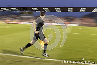 Assistant of fotball referee. Editorial Stock Photo